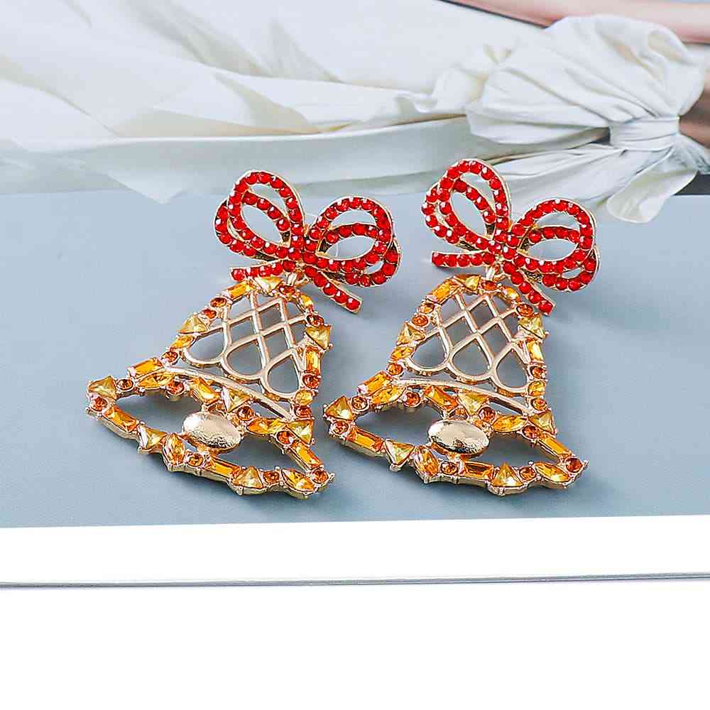 Rhinestone Alloy Christmas Bell Earrings BLUE ZONE PLANET