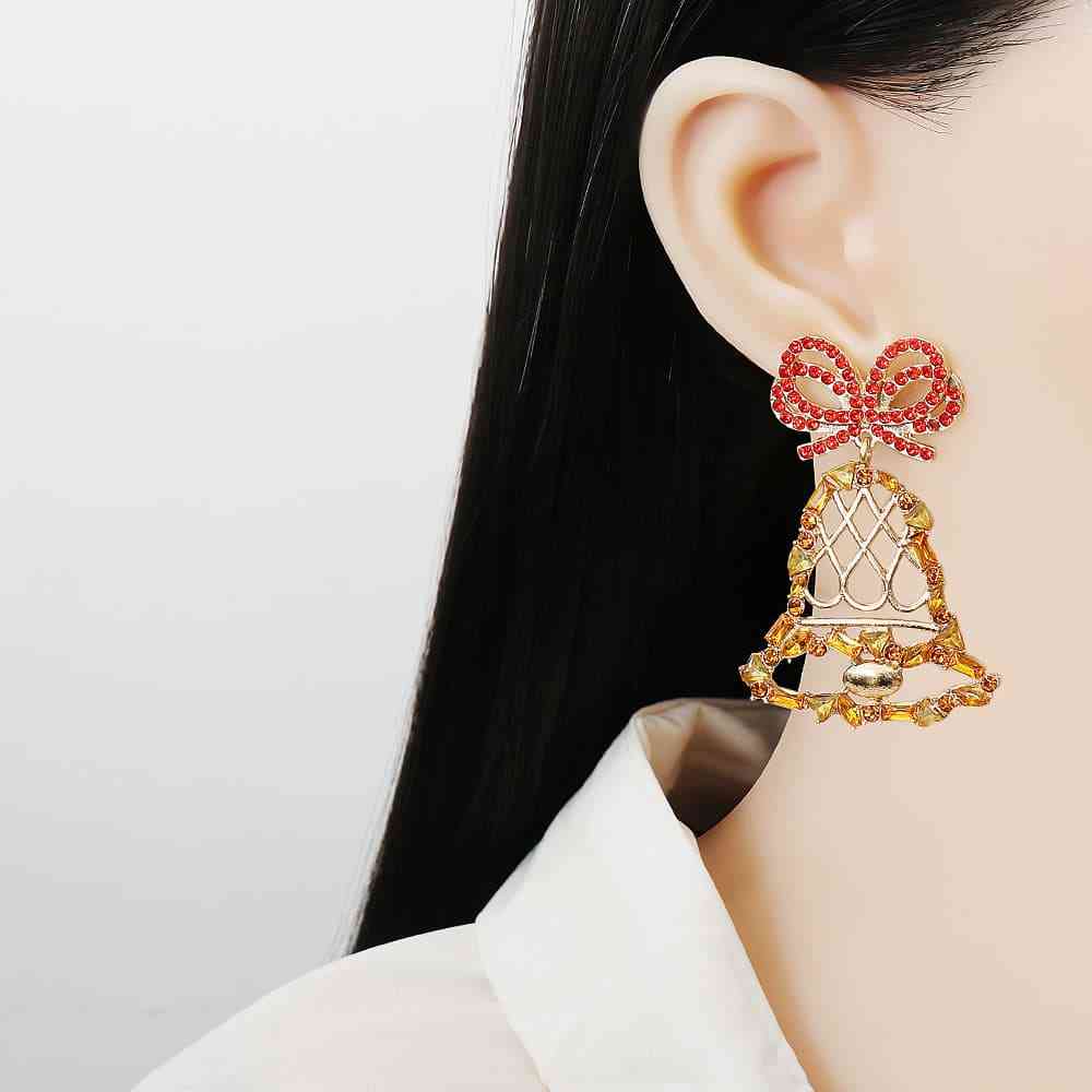 Rhinestone Alloy Christmas Bell Earrings BLUE ZONE PLANET