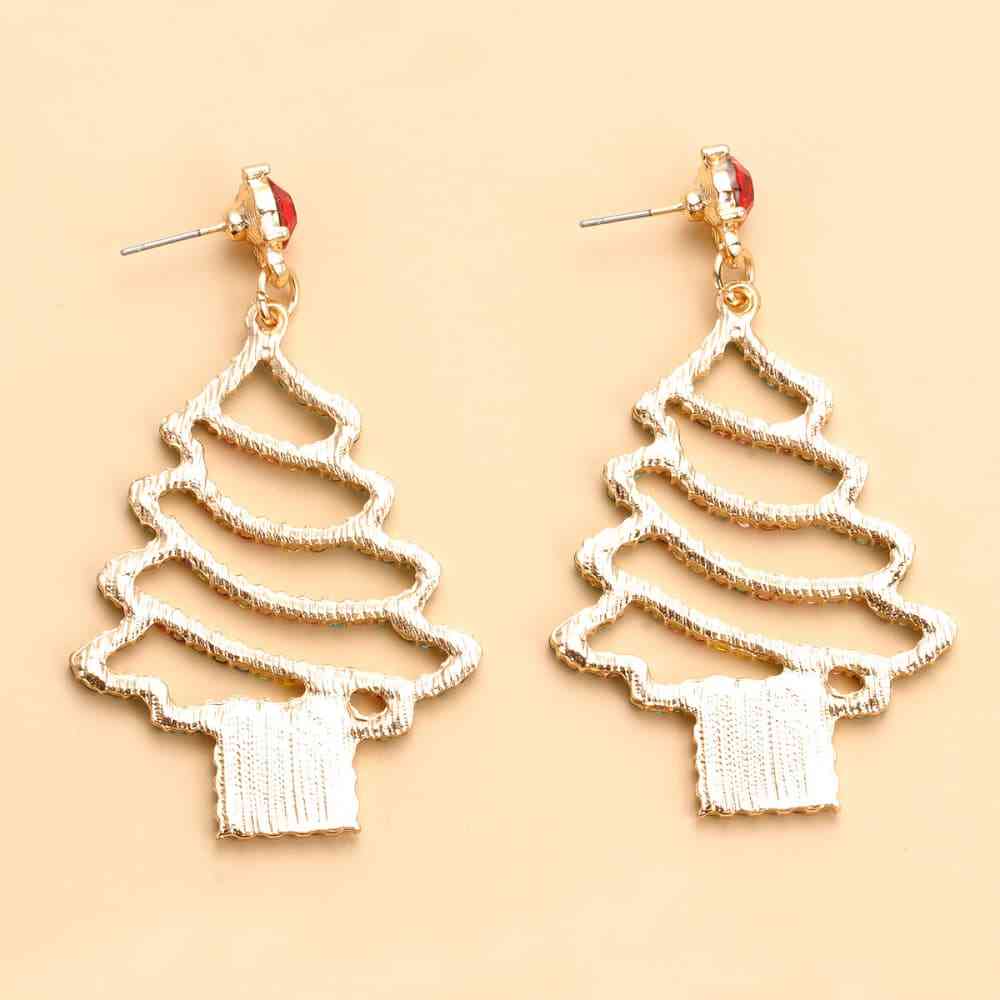 Rhinestone Alloy Christmas Tree Earrings BLUE ZONE PLANET