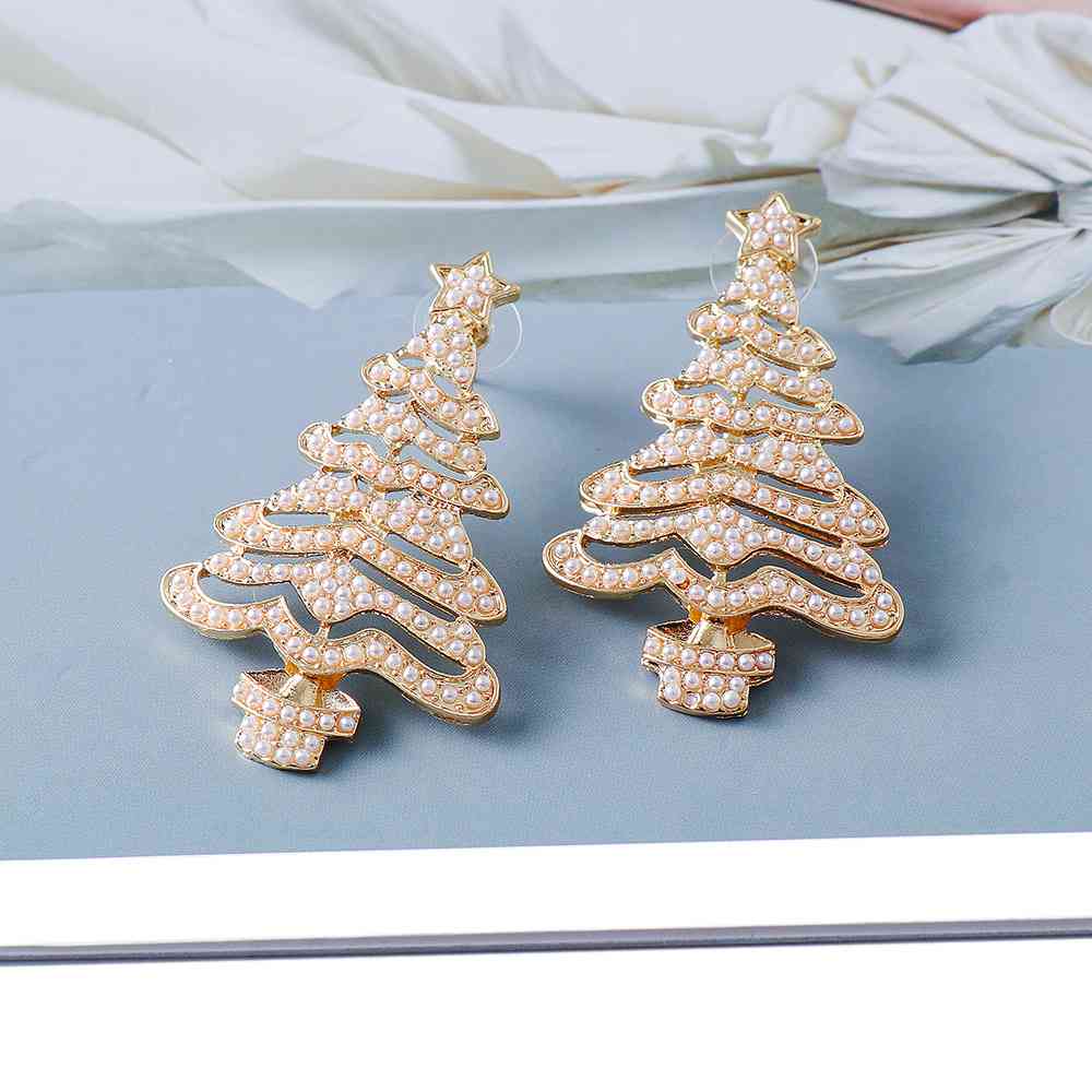 Rhinestone Alloy Christmas Tree Earrings BLUE ZONE PLANET