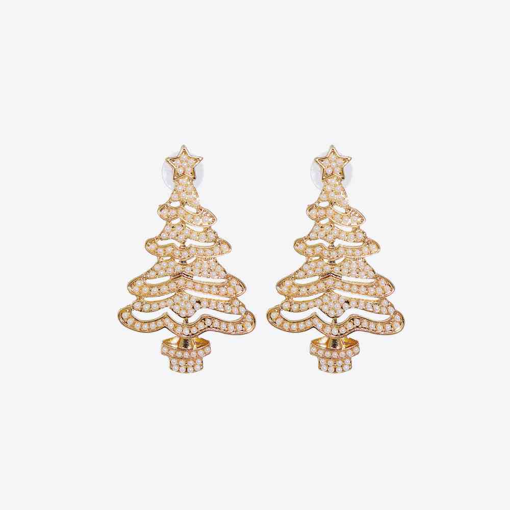 Rhinestone Alloy Christmas Tree Earrings BLUE ZONE PLANET