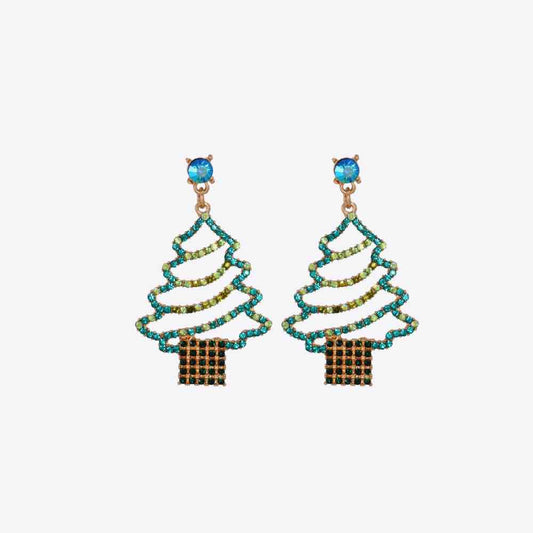 Rhinestone Alloy Christmas Tree Earrings BLUE ZONE PLANET