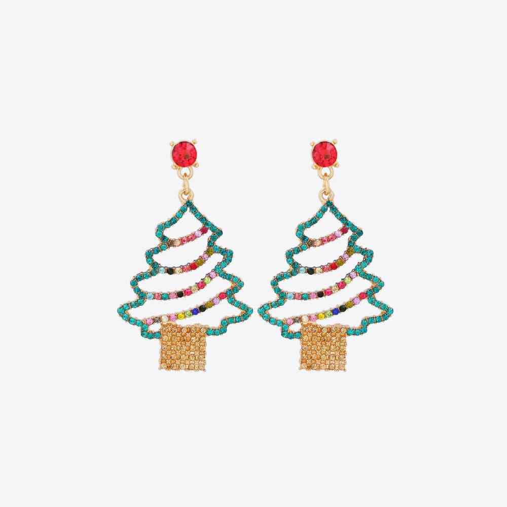 Rhinestone Alloy Christmas Tree Earrings BLUE ZONE PLANET