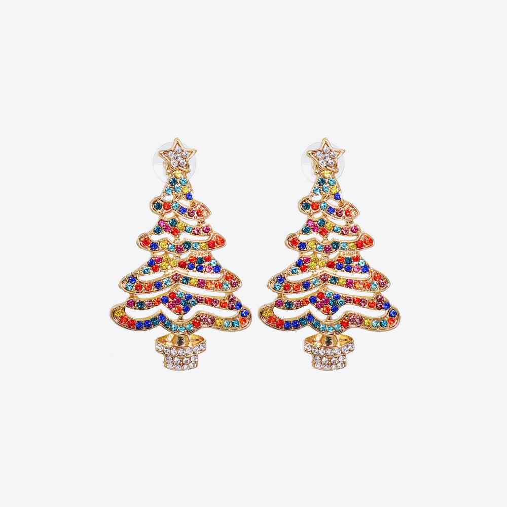 Rhinestone Alloy Christmas Tree Earrings BLUE ZONE PLANET