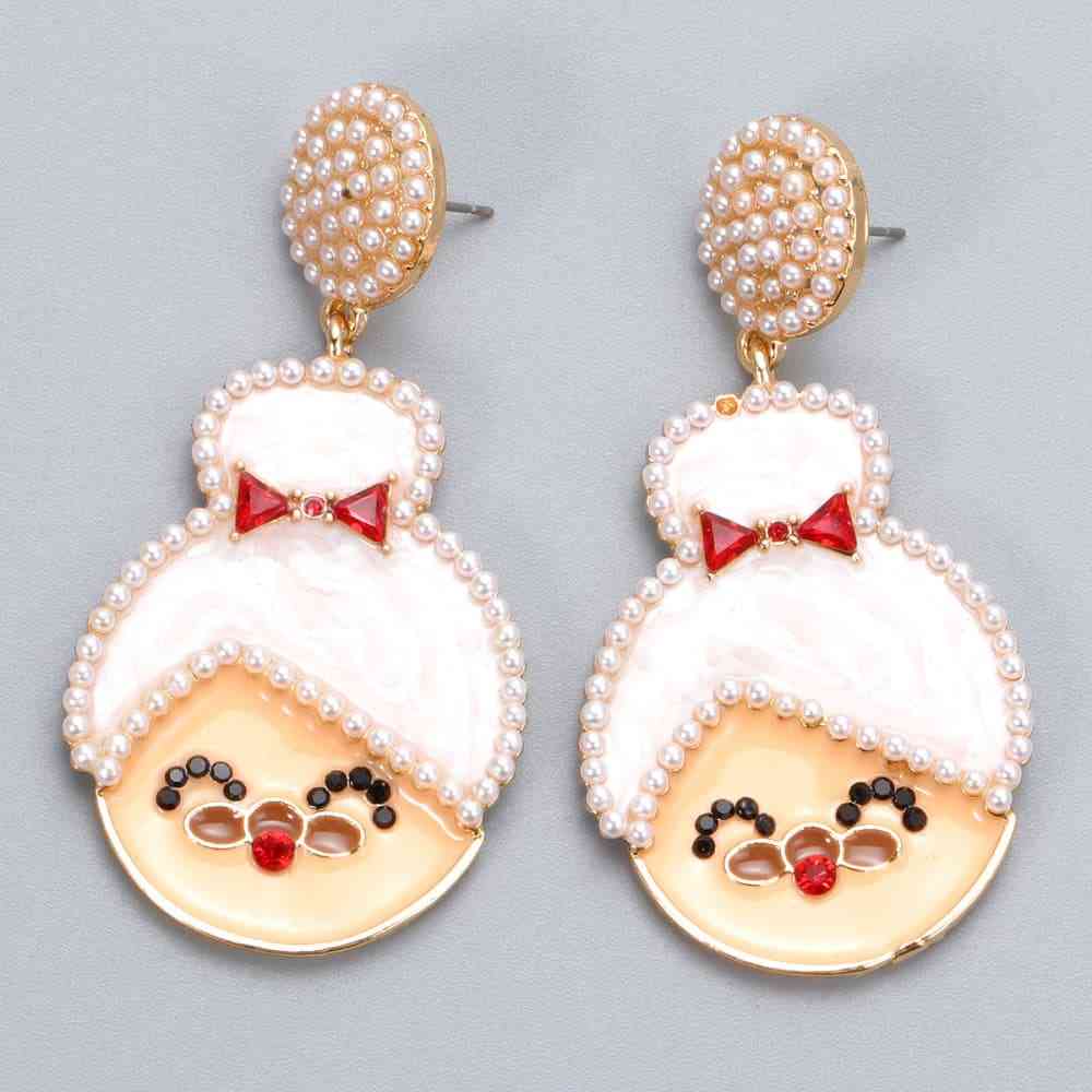 Rhinestone Alloy Mrs. Claus Earrings BLUE ZONE PLANET