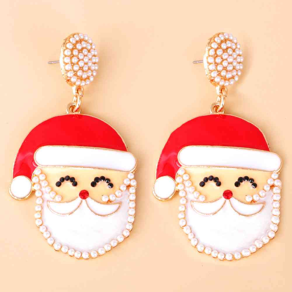 Rhinestone Alloy Santa Earrings BLUE ZONE PLANET