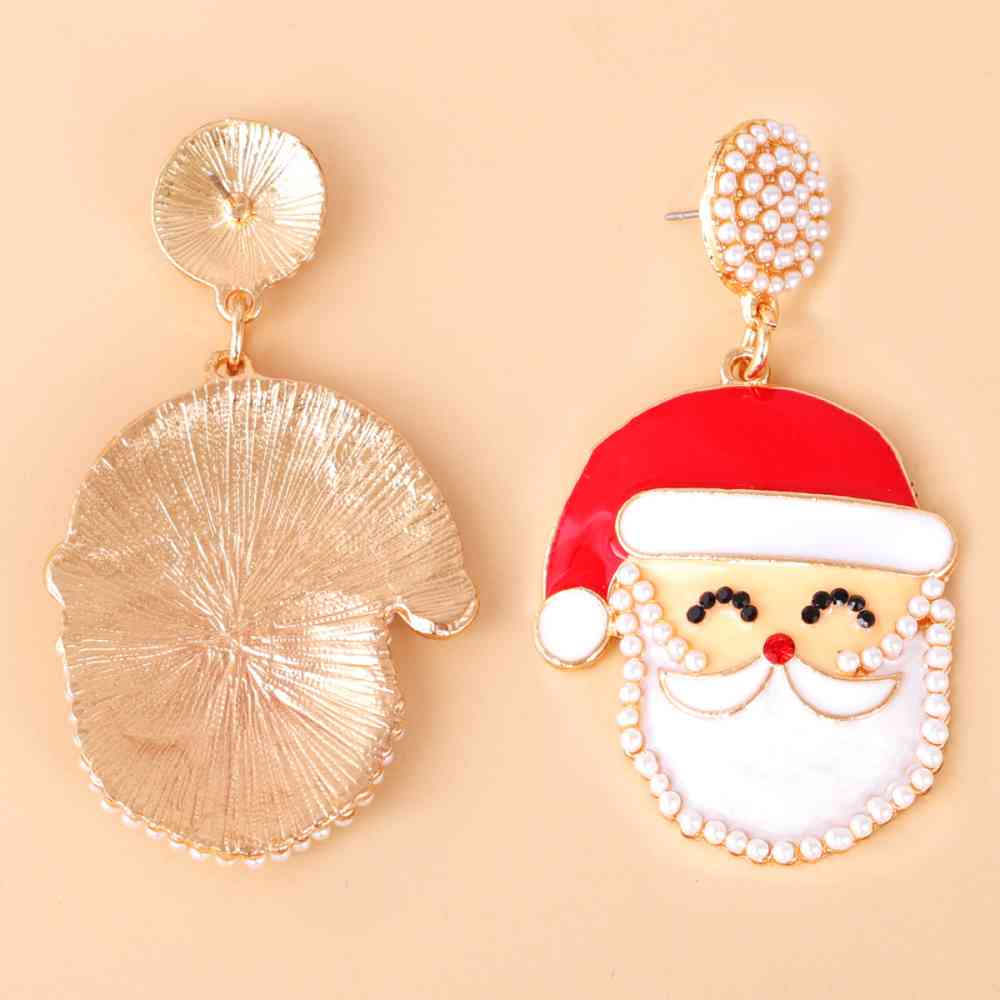 Rhinestone Alloy Santa Earrings BLUE ZONE PLANET