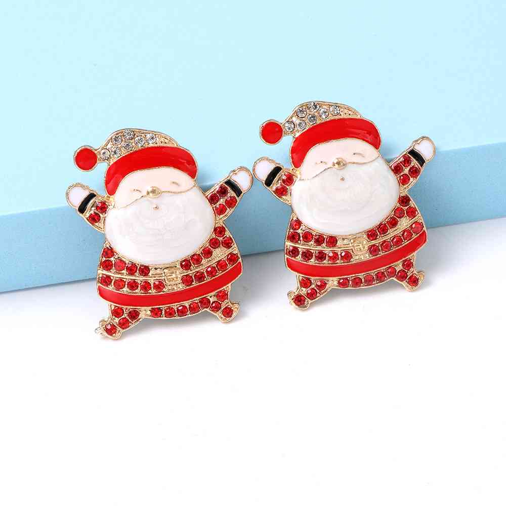 Rhinestone Alloy Santa Earrings BLUE ZONE PLANET