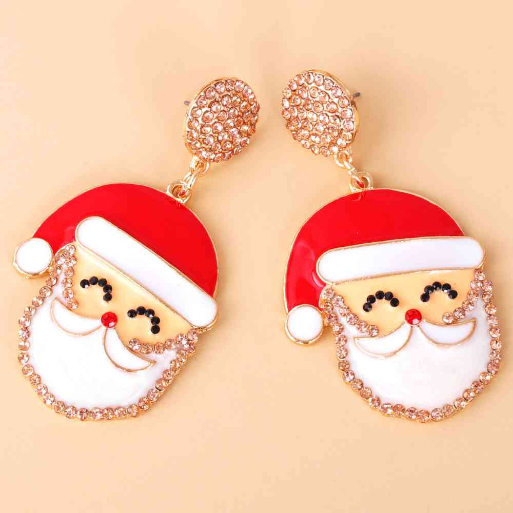 Rhinestone Alloy Santa Earrings BLUE ZONE PLANET