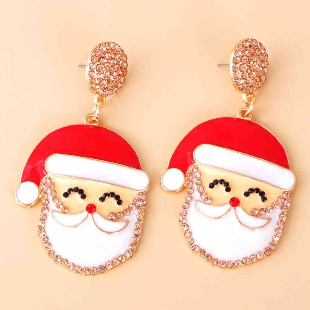 Rhinestone Alloy Santa Earrings BLUE ZONE PLANET