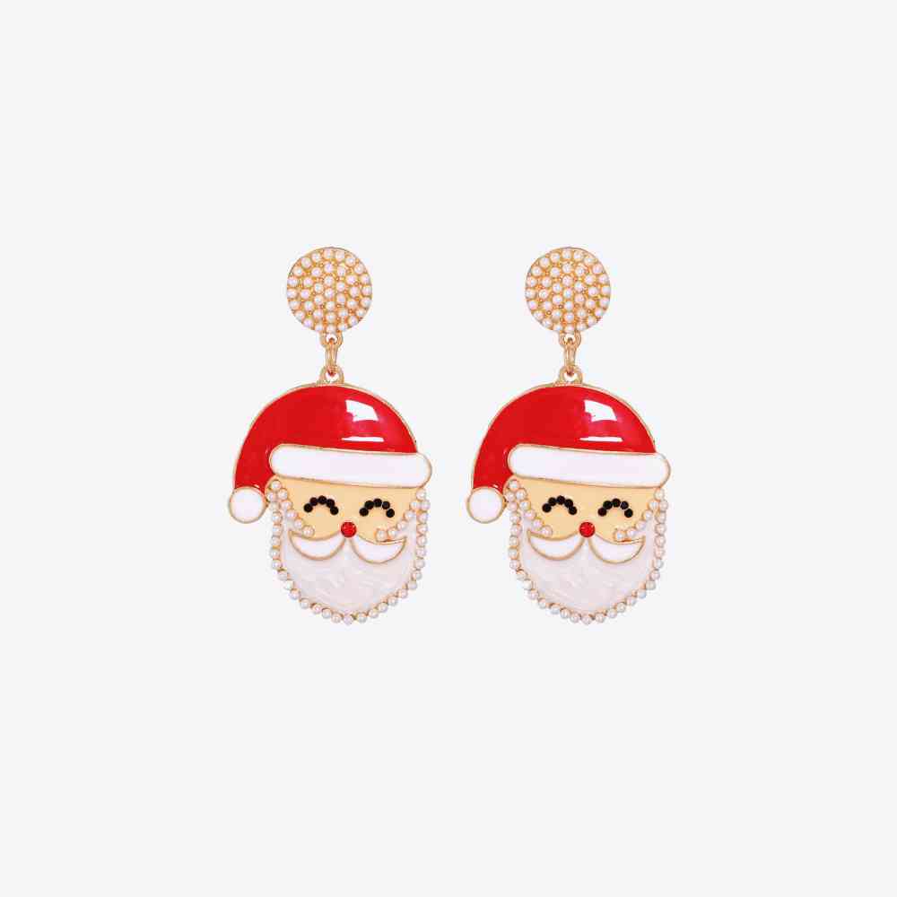 Rhinestone Alloy Santa Earrings BLUE ZONE PLANET