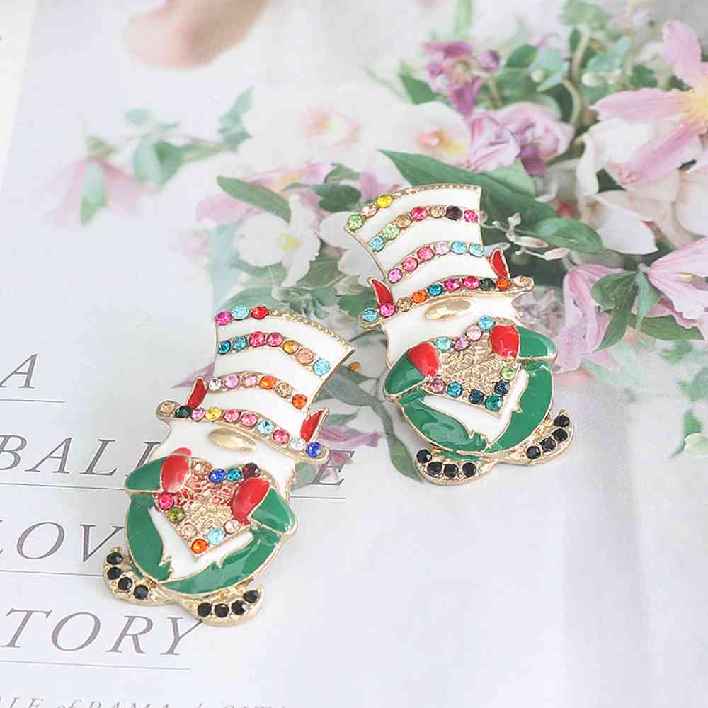 Rhinestone Alloy Santa Earrings BLUE ZONE PLANET