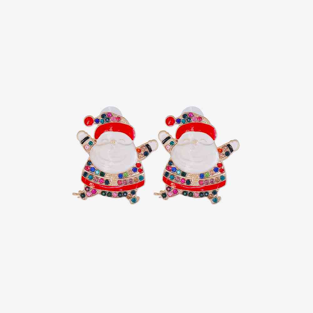 Rhinestone Alloy Santa Earrings BLUE ZONE PLANET