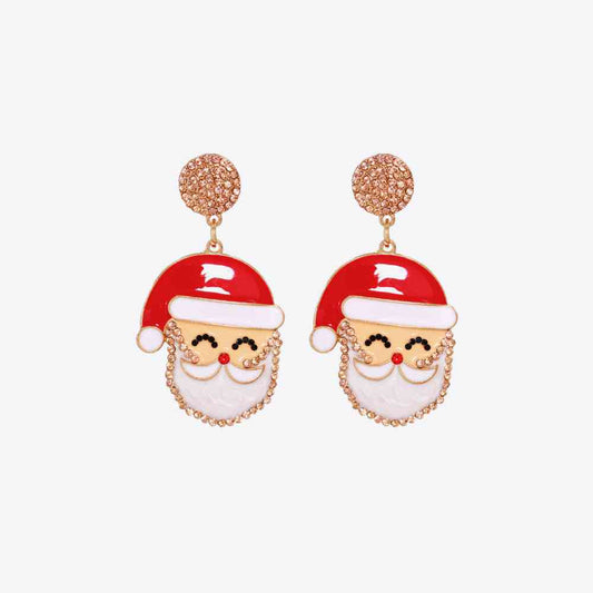 Rhinestone Alloy Santa Earrings BLUE ZONE PLANET