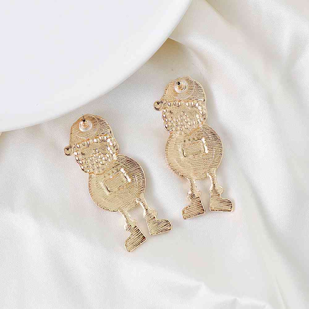 Rhinestone Alloy Santa Earrings BLUE ZONE PLANET