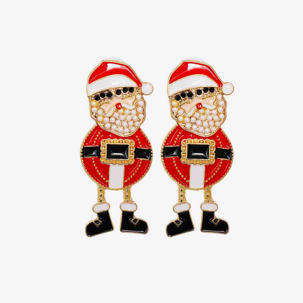 Rhinestone Alloy Santa Earrings BLUE ZONE PLANET