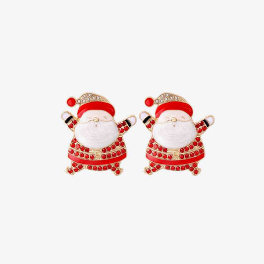 Rhinestone Alloy Santa Earrings BLUE ZONE PLANET