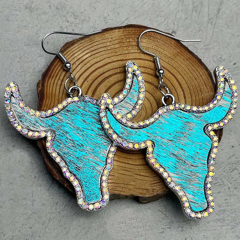 Rhinestone Bull Earrings BLUE ZONE PLANET