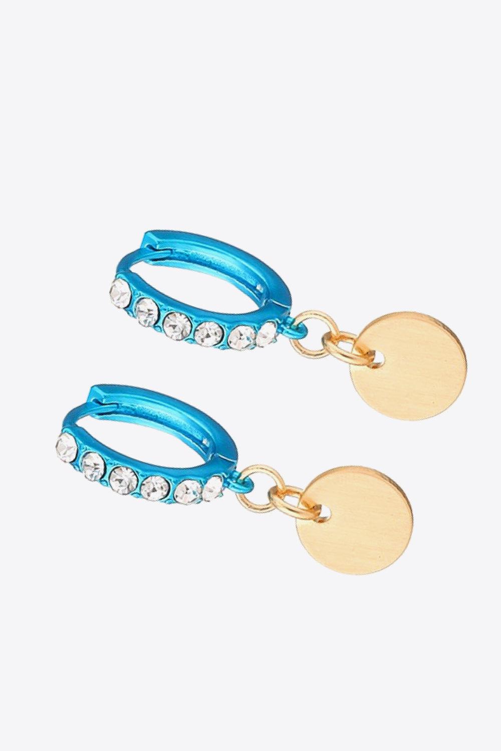 Rhinestone Decor Huggie Drop Earrings BLUE ZONE PLANET