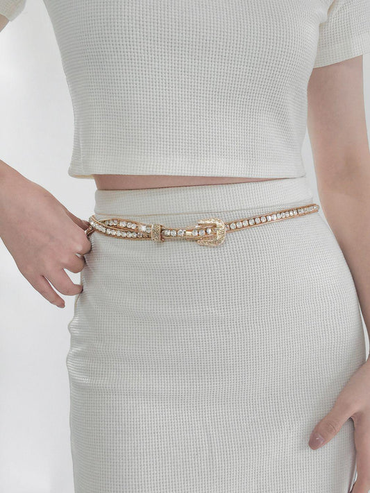 Rhinestone Metal Belt BLUE ZONE PLANET