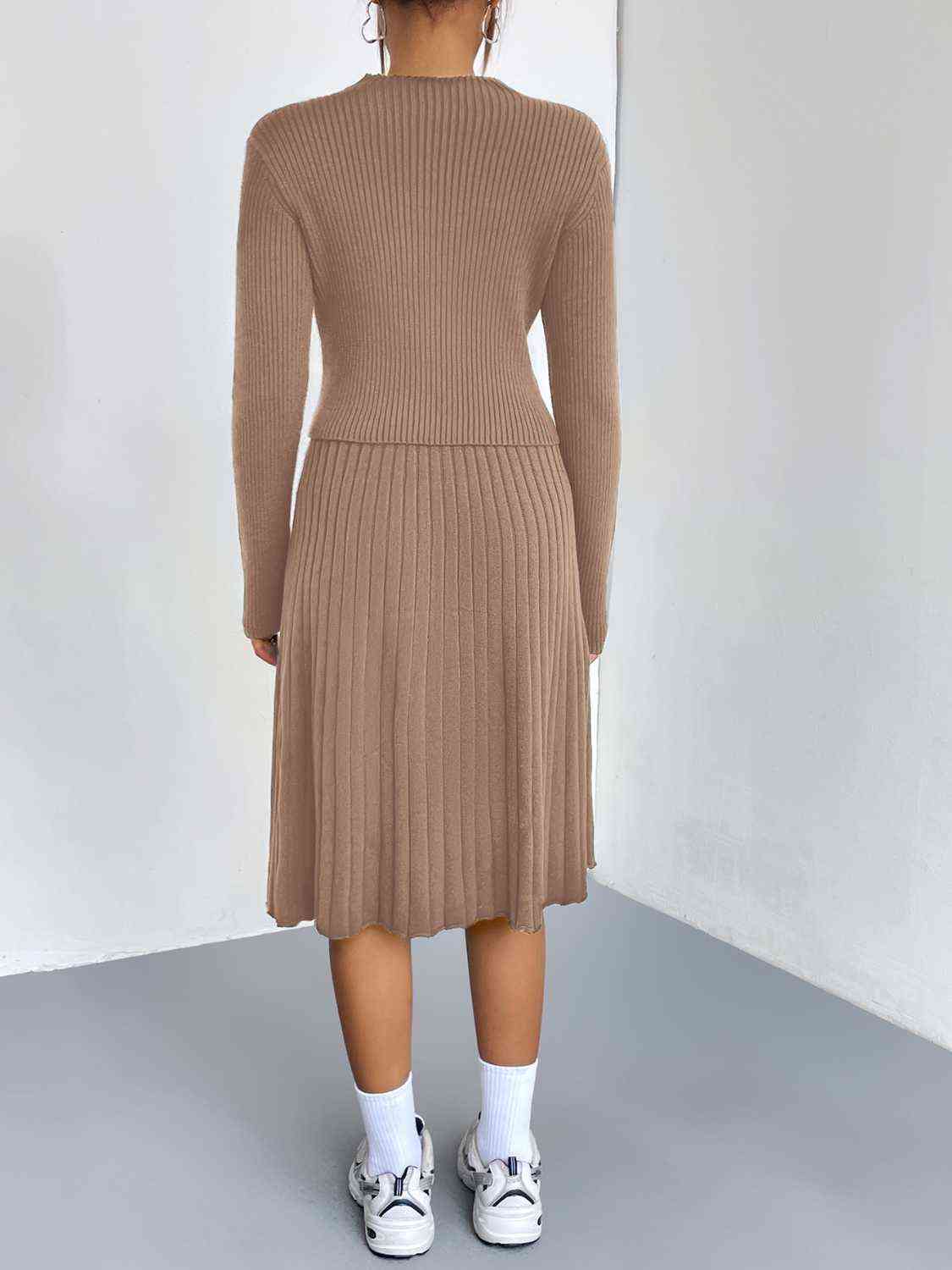 Rib-Knit Sweater and Skirt Set BLUE ZONE PLANET