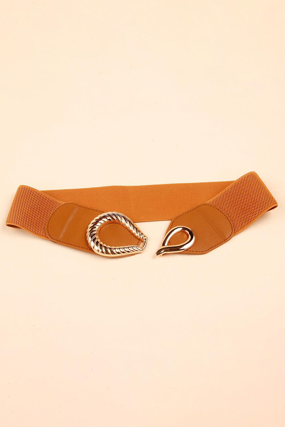 Ribbed Alloy Buckle Elastic Belt BLUE ZONE PLANET