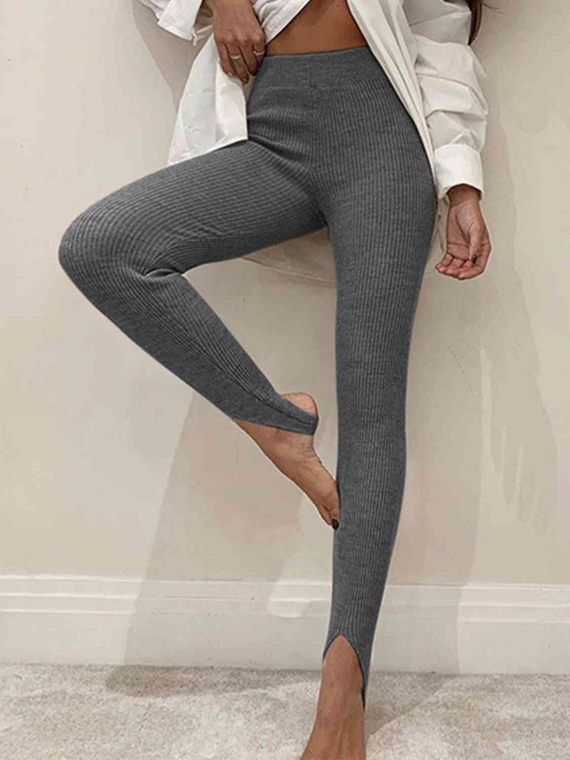 Ribbed Mid Waist Leggings BLUE ZONE PLANET