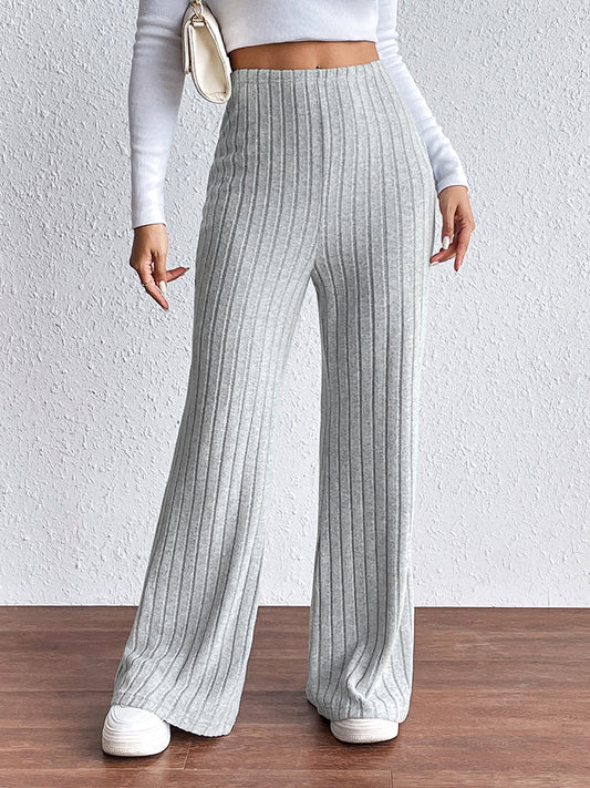 Ribbed Wide Leg Long Pants BLUE ZONE PLANET