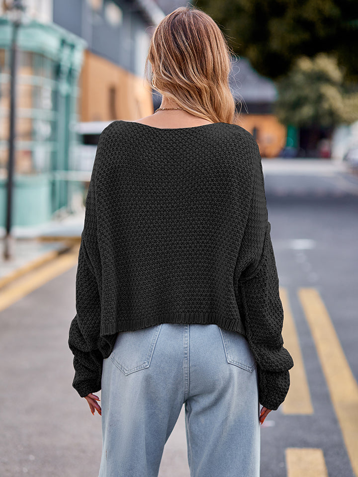 Round Neck Cable-Knit Sweater BLUE ZONE PLANET