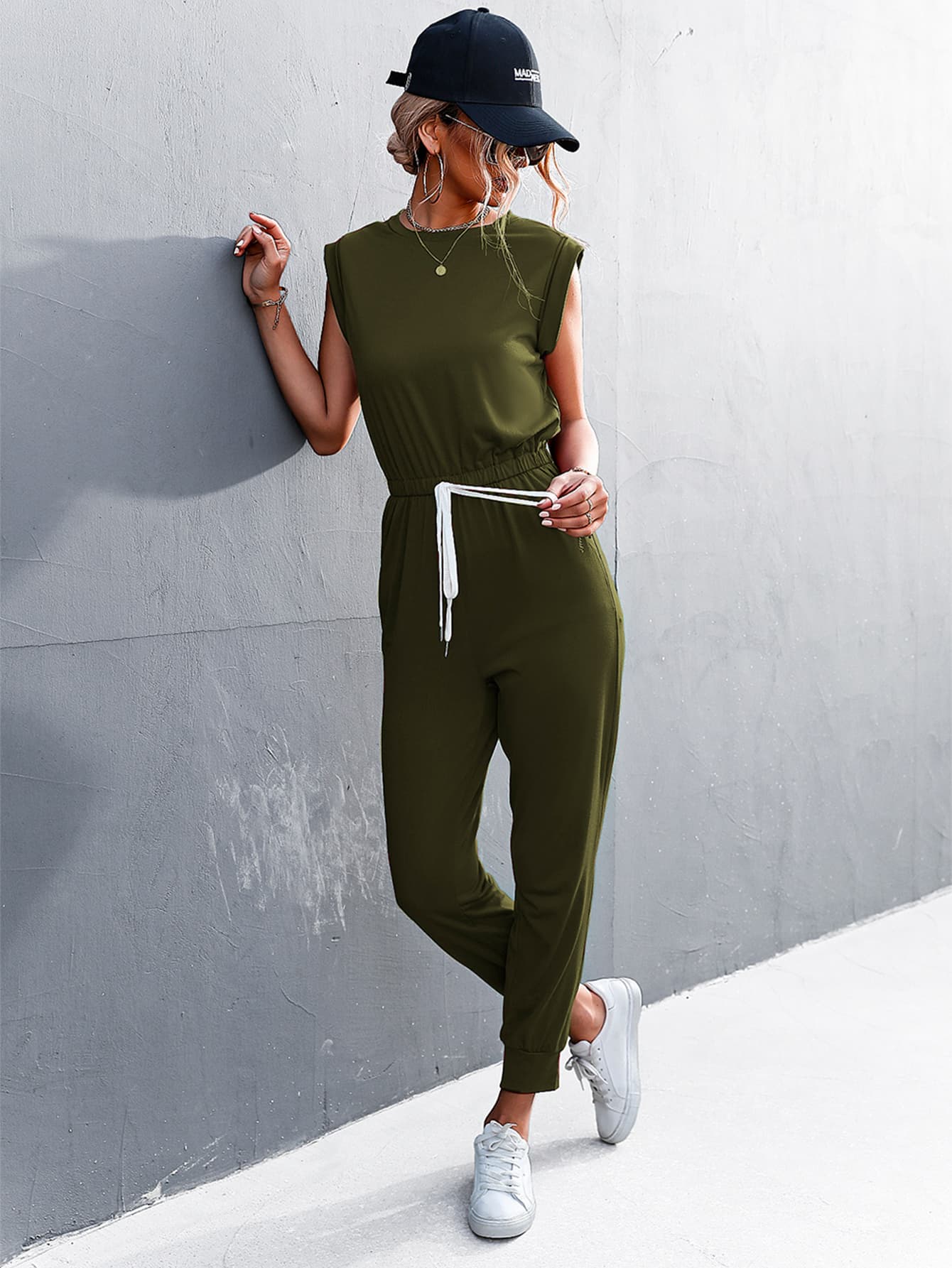 Round Neck Cap Sleeve Jumpsuit BLUE ZONE PLANET