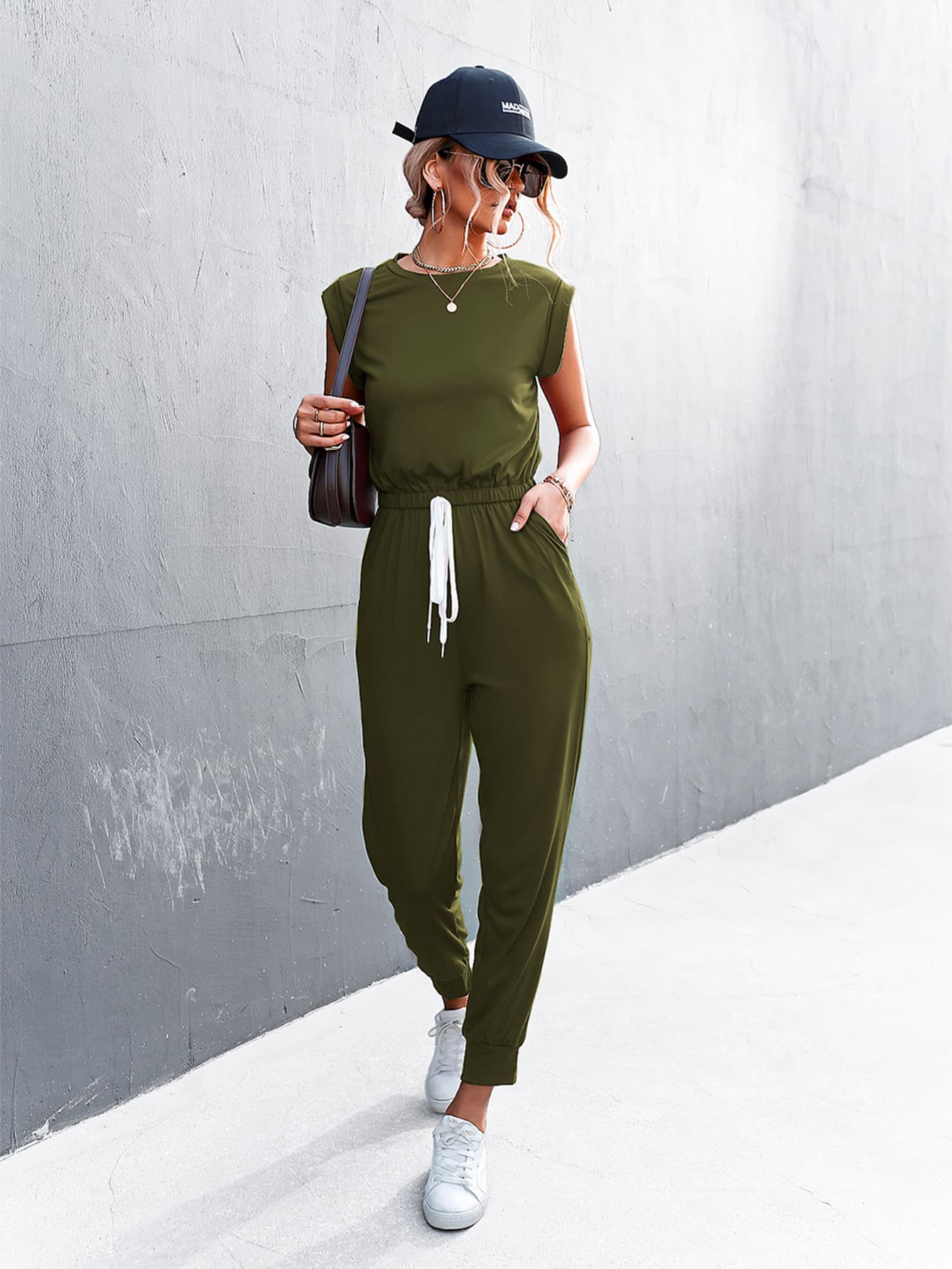 Round Neck Cap Sleeve Jumpsuit BLUE ZONE PLANET