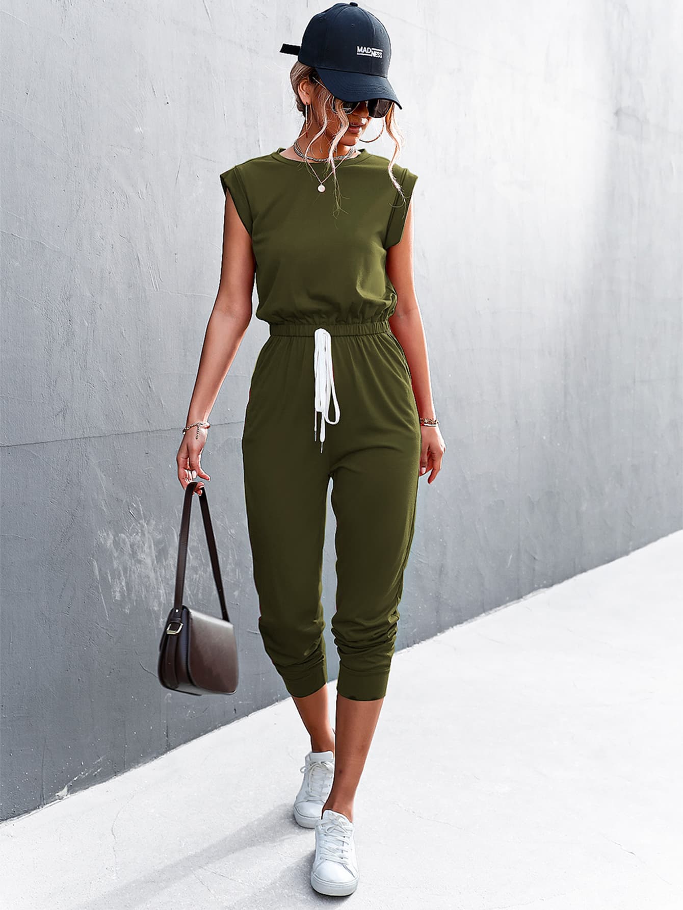 Round Neck Cap Sleeve Jumpsuit BLUE ZONE PLANET