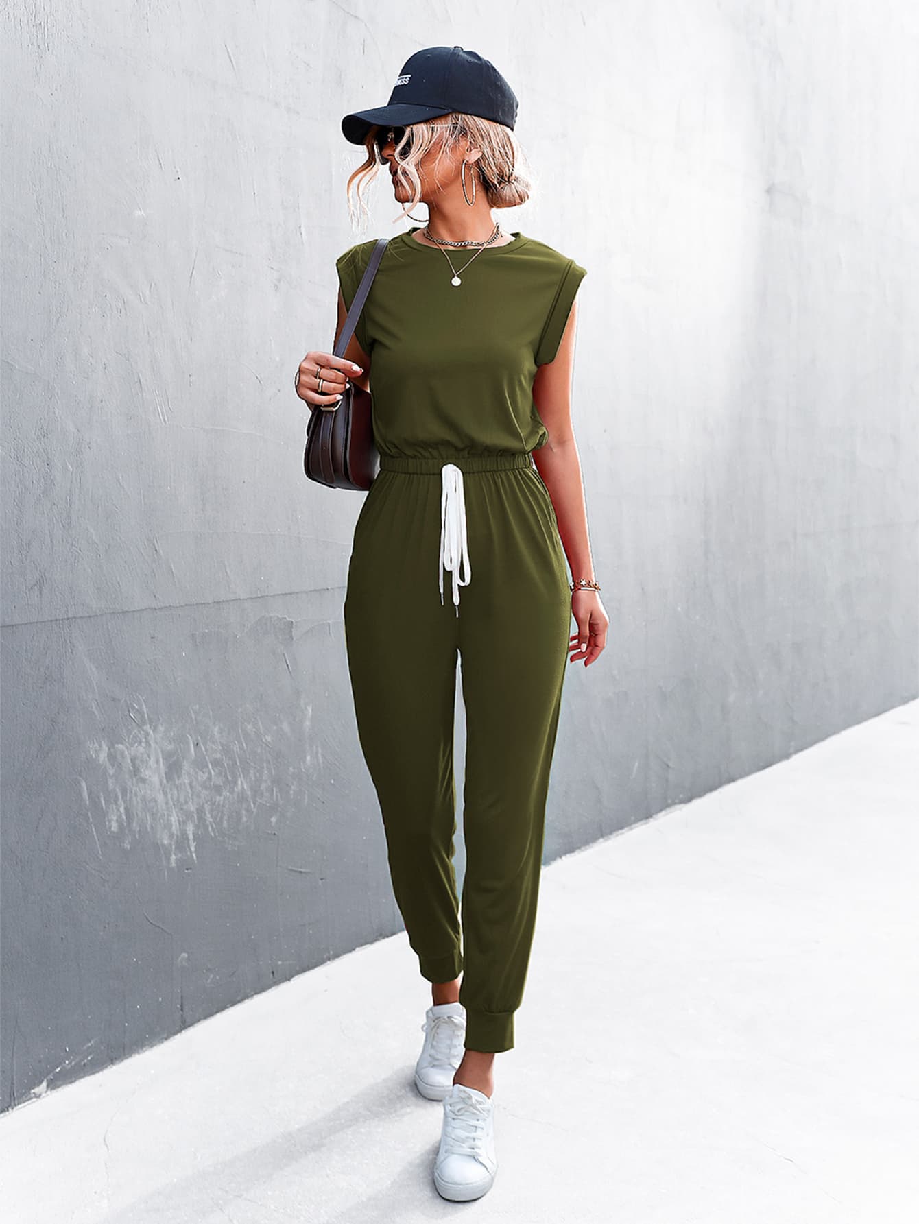 Round Neck Cap Sleeve Jumpsuit BLUE ZONE PLANET