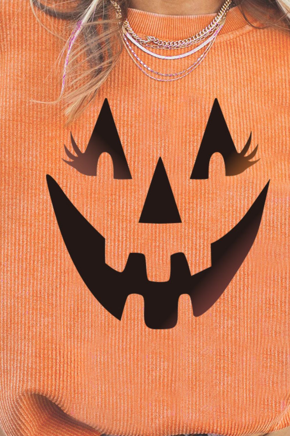 Round Neck Dropped Shoulder Jack-O'-Lantern Graphic Sweatshirt BLUE ZONE PLANET