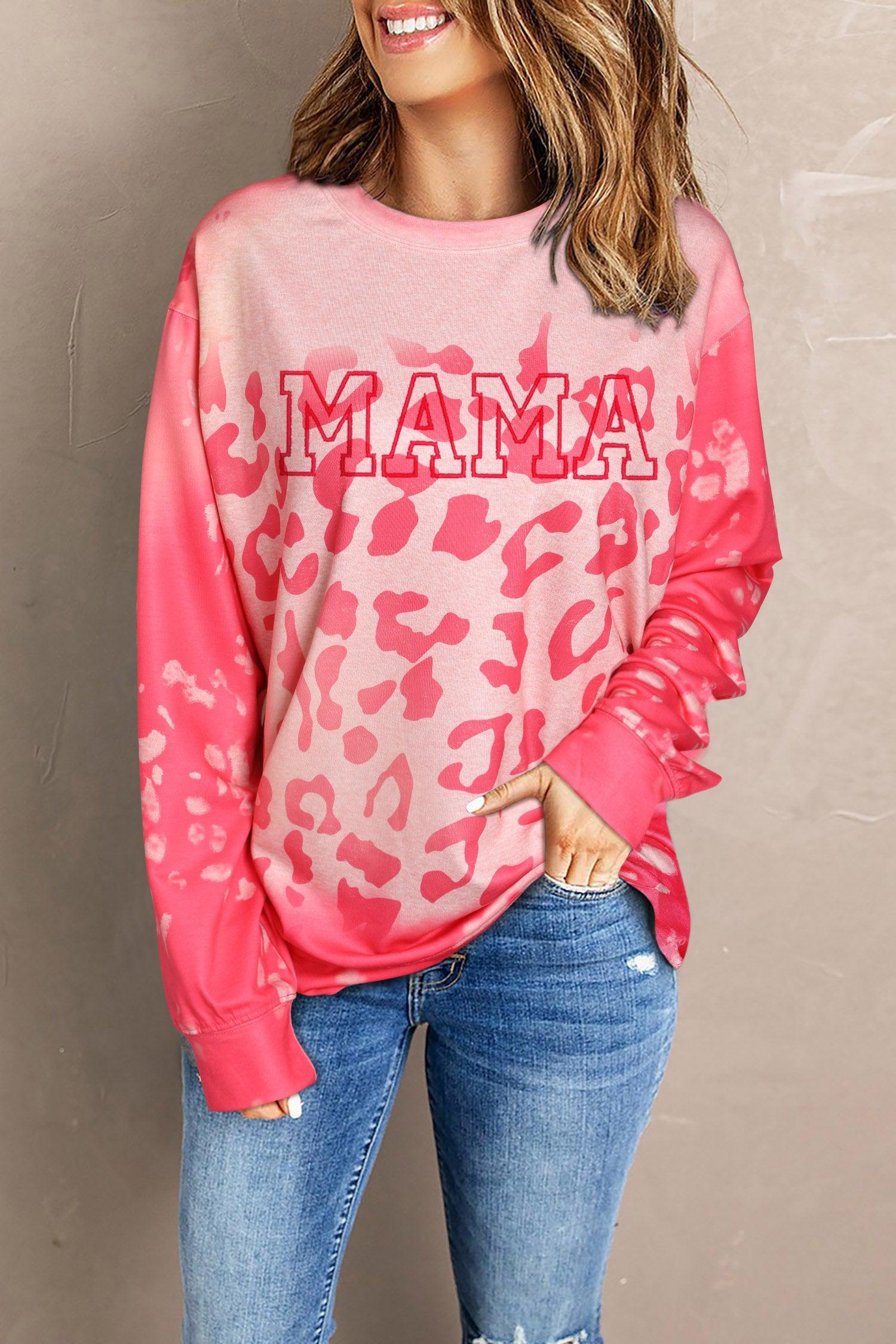 Round Neck Dropped Shoulder Printed MAMA Graphic Sweatshirt BLUE ZONE PLANET
