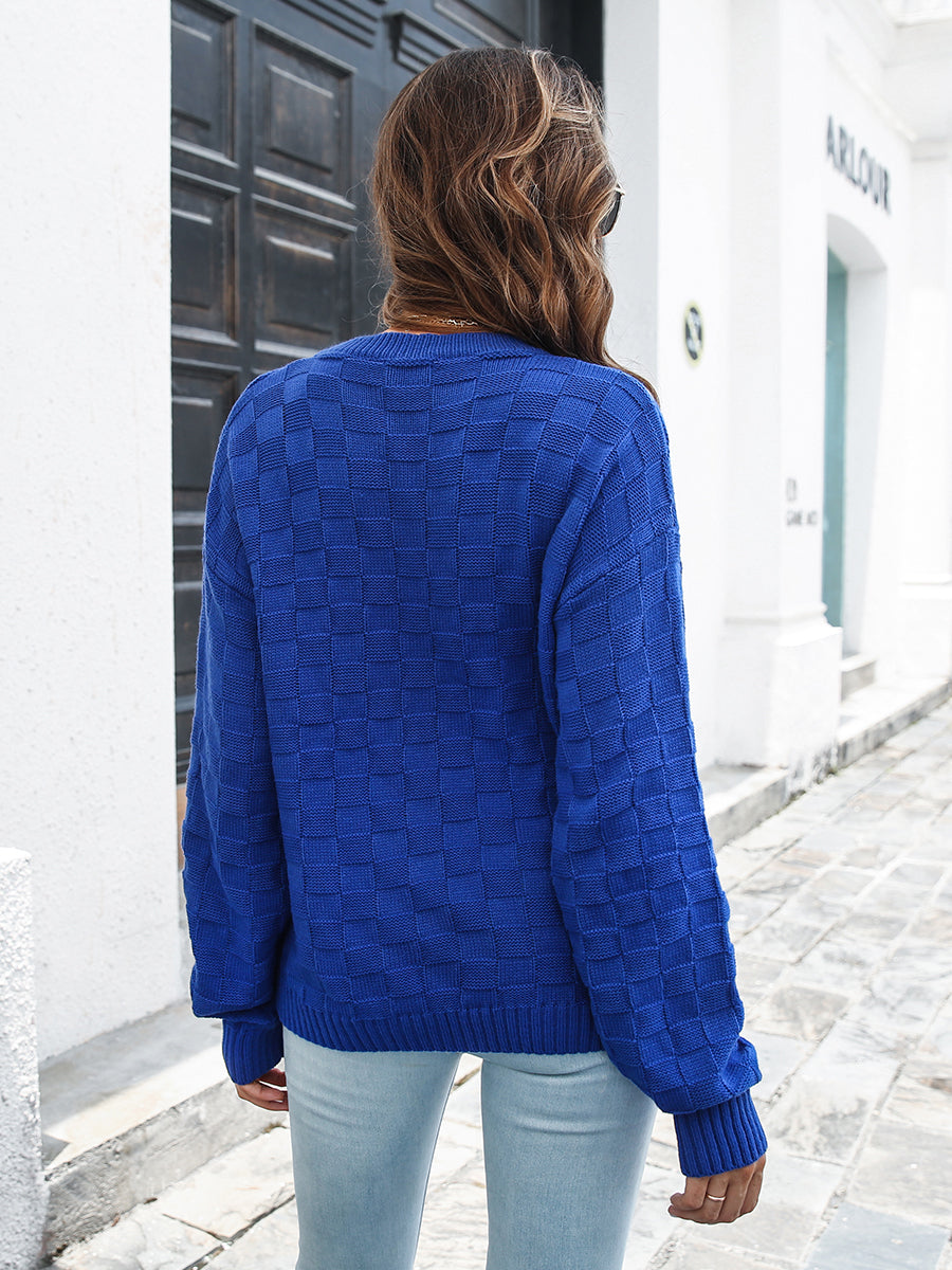Round Neck Dropped Shoulder Sweater BLUE ZONE PLANET