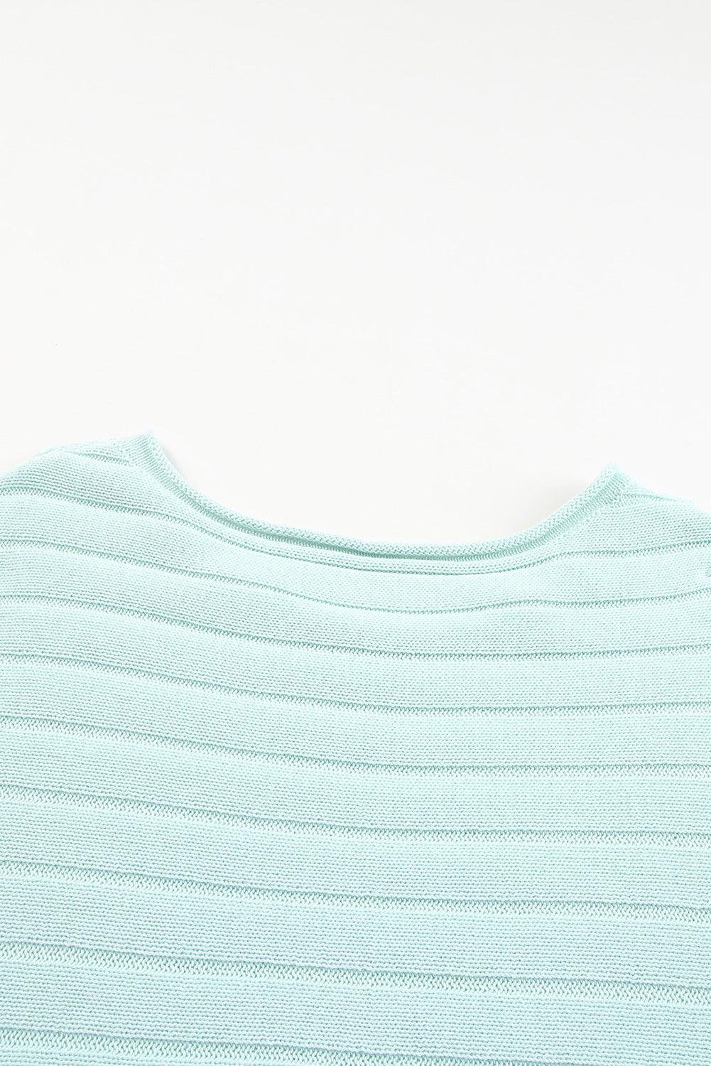 Round Neck Exposed Seams Pullover Sweater BLUE ZONE PLANET