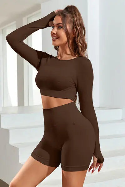 Round Neck Long Sleeve Active Top Trendsi