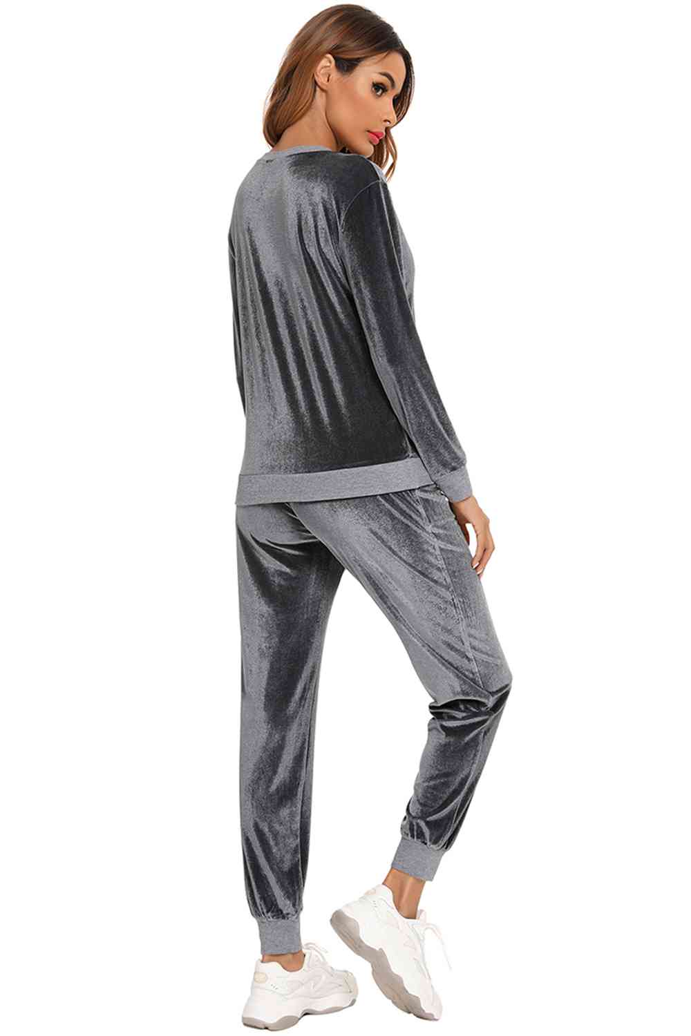 Round Neck Long Sleeve Loungewear Set with Pockets BLUE ZONE PLANET