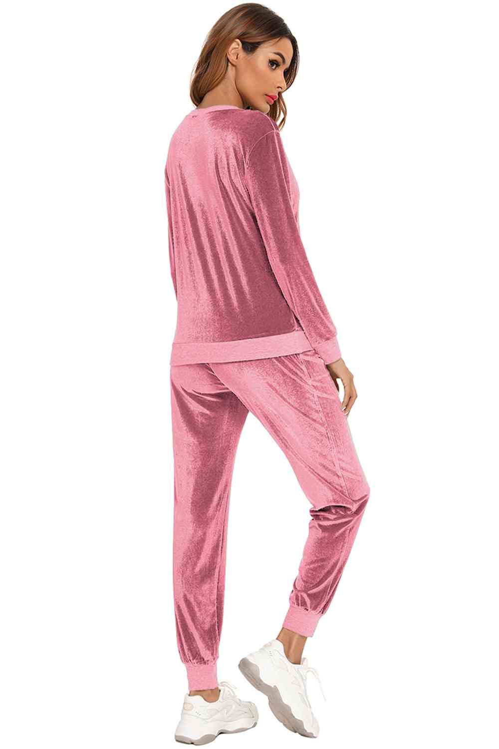 Round Neck Long Sleeve Loungewear Set with Pockets BLUE ZONE PLANET