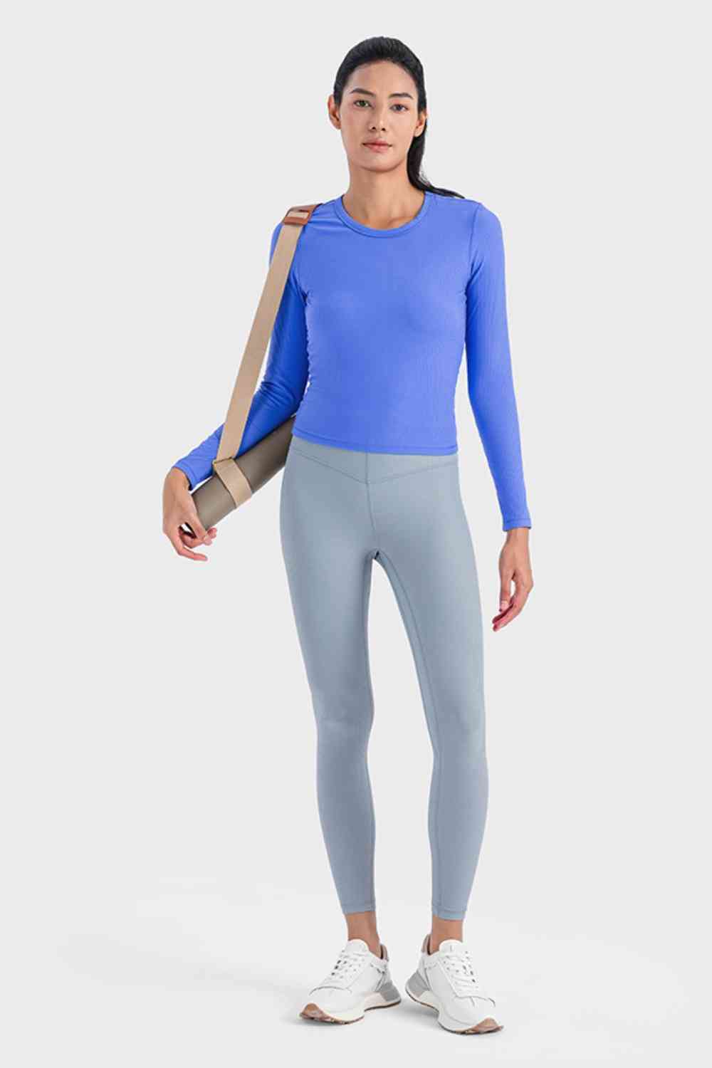 Round Neck Long Sleeve Sports Top BLUE ZONE PLANET