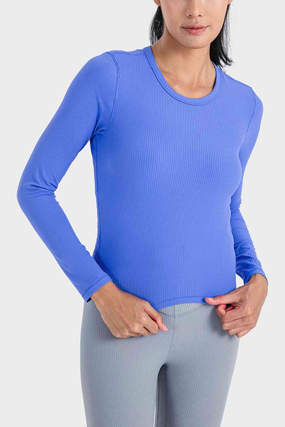 Round Neck Long Sleeve Sports Top BLUE ZONE PLANET