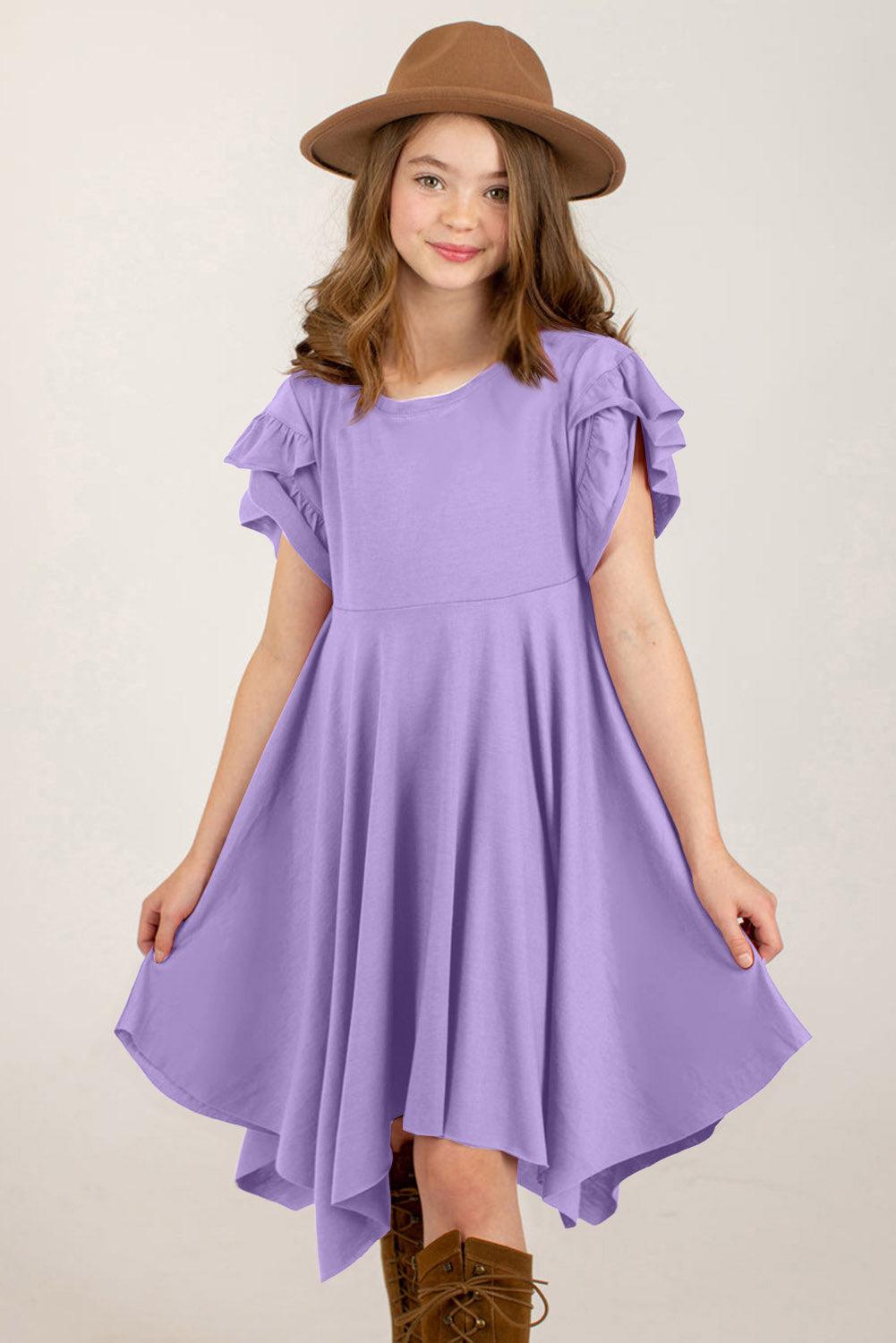 Round Neck Petal Sleeve Dress BLUE ZONE PLANET