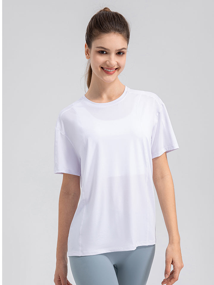 Round Neck Short Sleeve Active Top BLUE ZONE PLANET