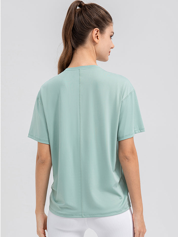 Round Neck Short Sleeve Active Top BLUE ZONE PLANET