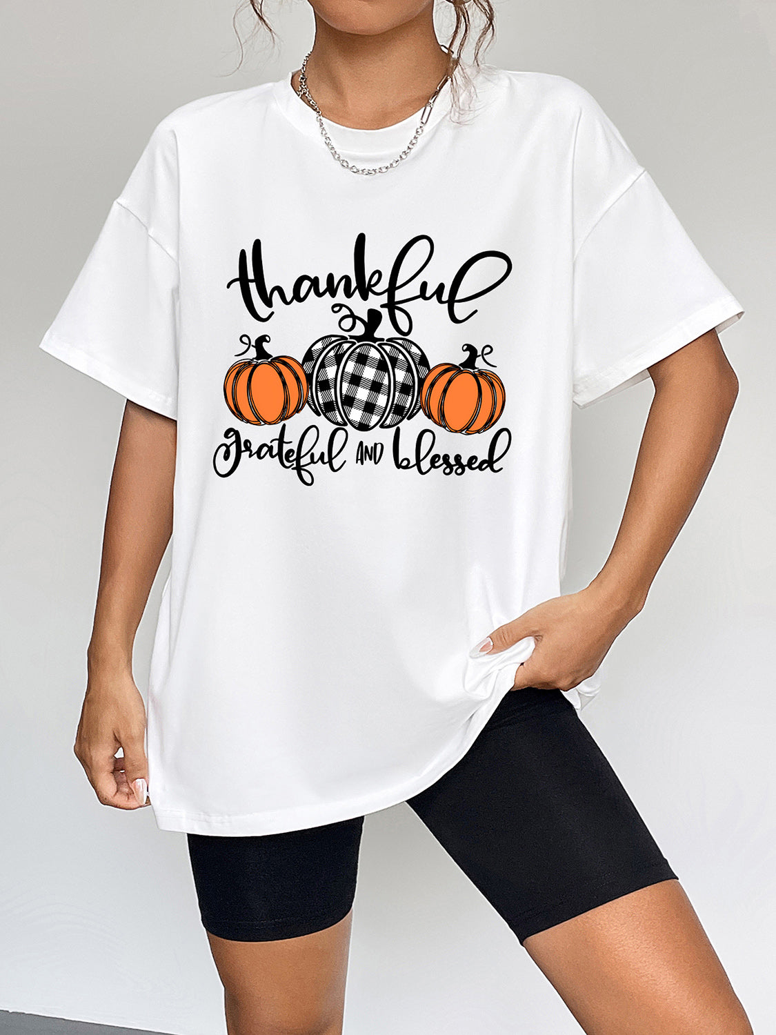 Round Neck Short Sleeve Fall Season Graphic T-Shirt BLUE ZONE PLANET