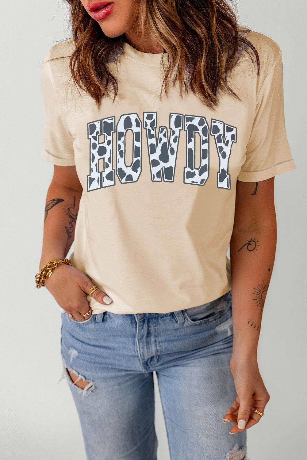 Round Neck Short Sleeve HOWDY Graphic Tee BLUE ZONE PLANET