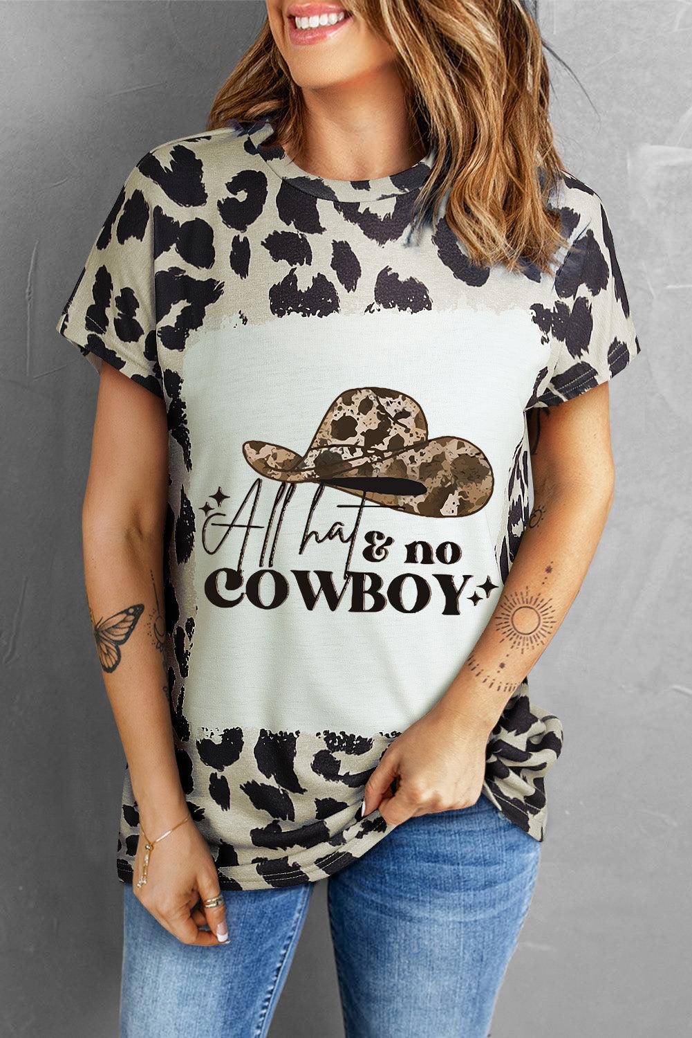 Round Neck Short Sleeve Printed ALL HATS NO COWBOY Graphic Tee BLUE ZONE PLANET