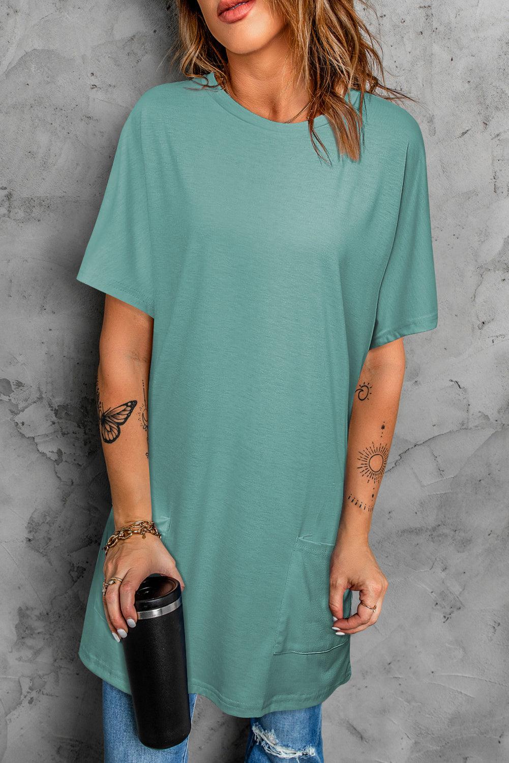 Round Neck Short Sleeve Tunic Tee BLUE ZONE PLANET