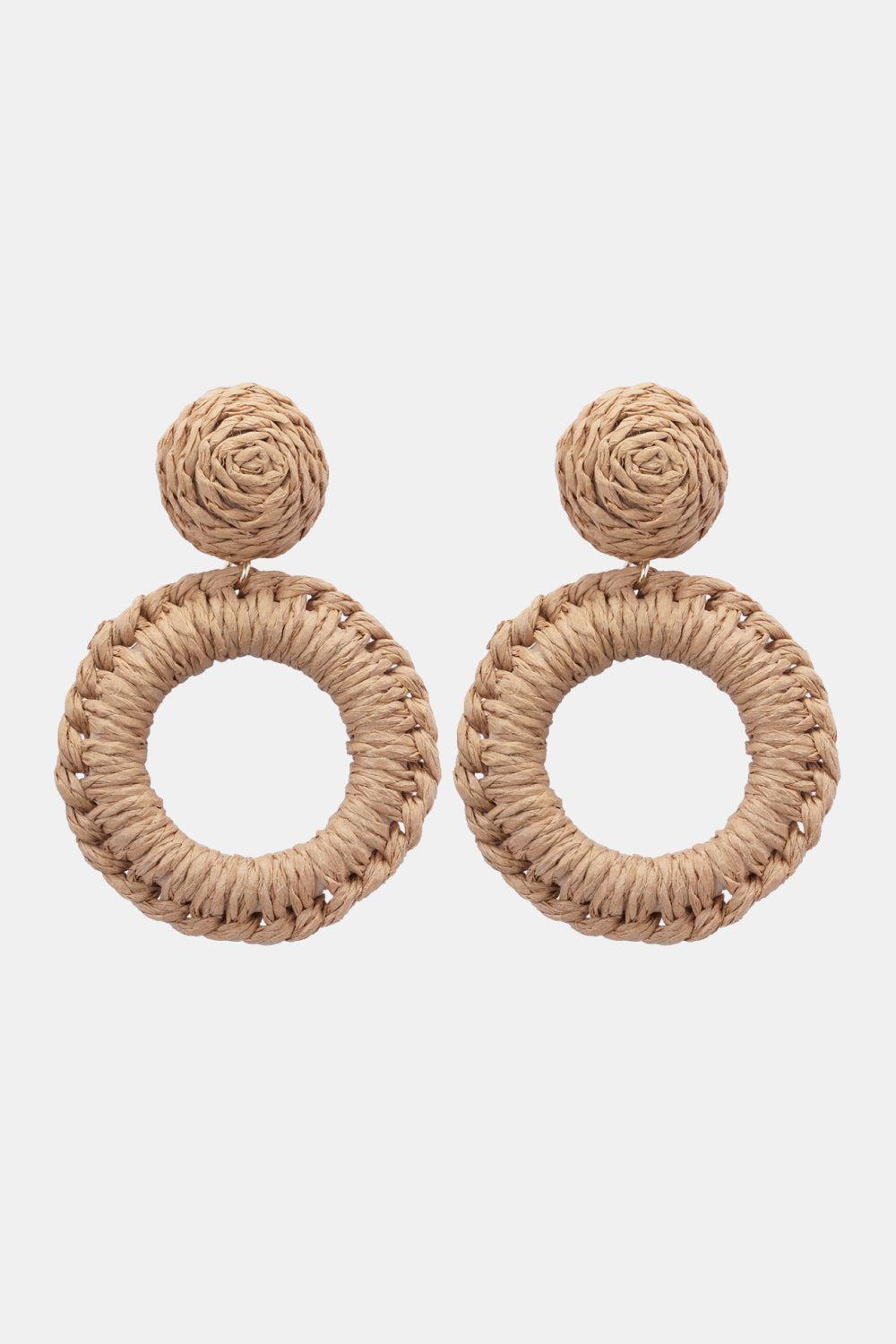 Round Shape Raffia Grass Dangle Earrings BLUE ZONE PLANET